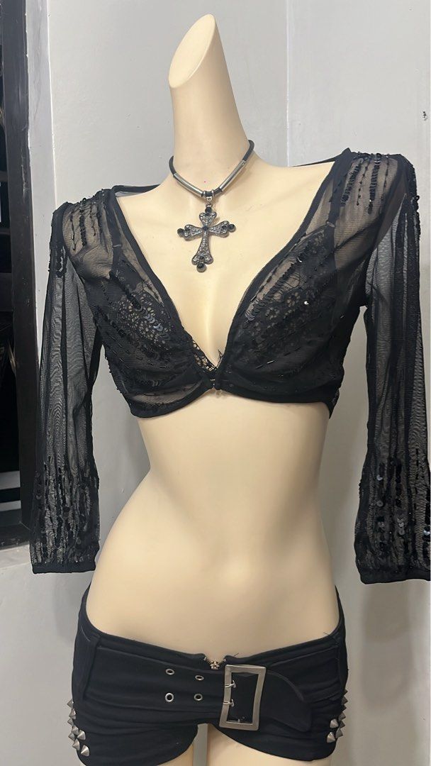 Y2k ibiza style beaded sequin mesh bolero (Category: Others Tops) located in Caloocan City. Submitted by onlyfromthepast (Listing ID 1467720403, Image 2). Description: 9/10 condition Medium.