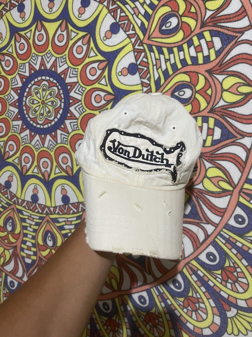 y2k von dutch dad hat (Category: Caps & Hats) located in Iligan City. Submitted by yolkfinds (Listing ID 1467697994, Image 1). Description: need wash and reshape color rate 9/10 distressed style.