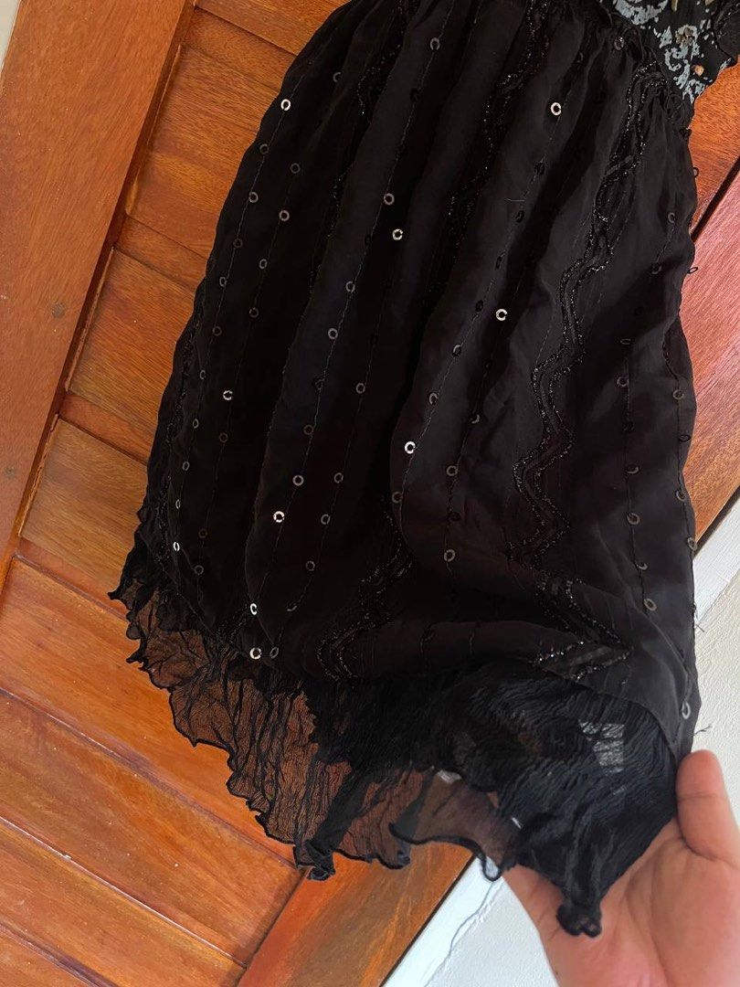 Y2K Whimsygoth Cami Dress (Category: Dresses) located in Baler. Submitted by definitelynotmics (Listing ID 1467739217, Image 2). Description: FOR SALE WHIMSYGOTH CAMI BEADED SILK DRESS COLOR BLACK SIZE LARGE ON TAG BEST FIT SIZE MEDIUM BODY FRAME COLOR RATE 9/10 IN EXCELLENT CONDITION NO ISSUE WITH INNER LINING KINDLY CHECK THE PHOTOS FOR THE COMPLETE DETAILS NEED WASH ONLY WITH SIDE ZIPPER COLOR MAY VARY DUE TO LIGHTING MUST HAVE (STEAL PRICE) W