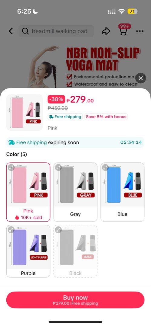 YOGA MAT PINK (Category: Cases & Sleeves) located in Manila. Submitted by raredog-63ee (Listing ID 1467712883, Image 2). Description: Bnew Never used rfs: need funds loc: legarda near lrt.