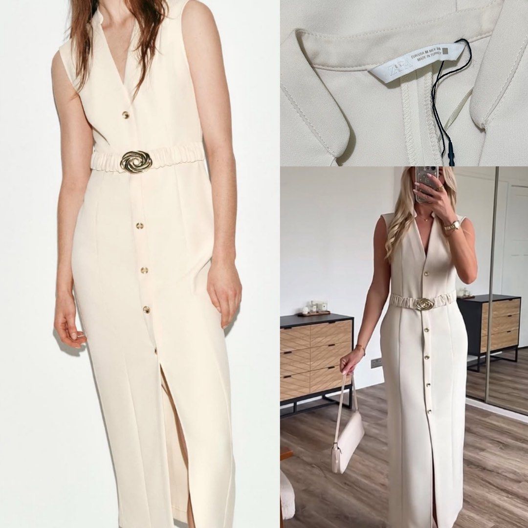 ZARA Belted Midi Dress (Category: Dresses) located in Manila. Submitted by ccollection_ (Listing ID 1467796569, Image 1). Description: Brandnew without tag.