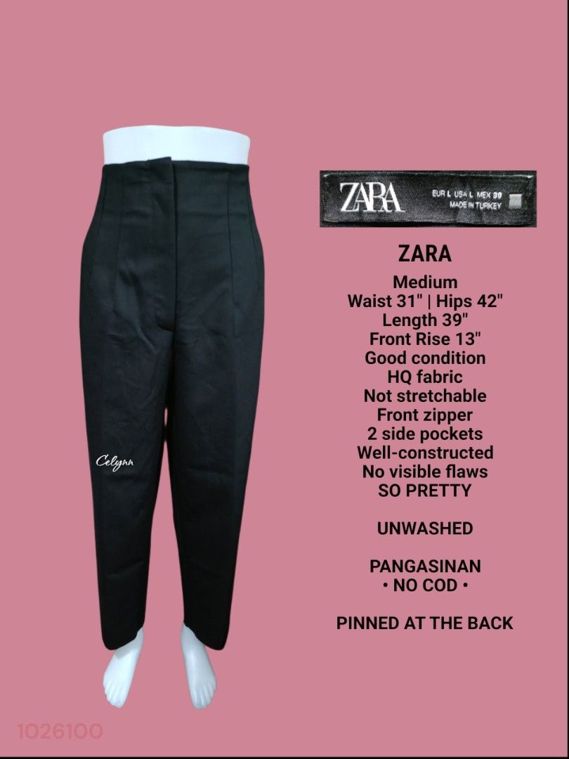 ZARA Black Pants; Medium (Category: Other Bottoms) located in Moncada. Submitted by celynn.collection (Listing ID 1467721434, Image 1). Description: ✅ PLEASE READ BEFORE ASKING! 😊 ----------------------------------------------------- 📍LOCATION: Pangasinan, Luzon ----------------------------------------------------- ✅ Clothes are THRIFTED or PRE-LOVED unless stated brand new. ----------------------------------------------------- Brand: ZARA Colo