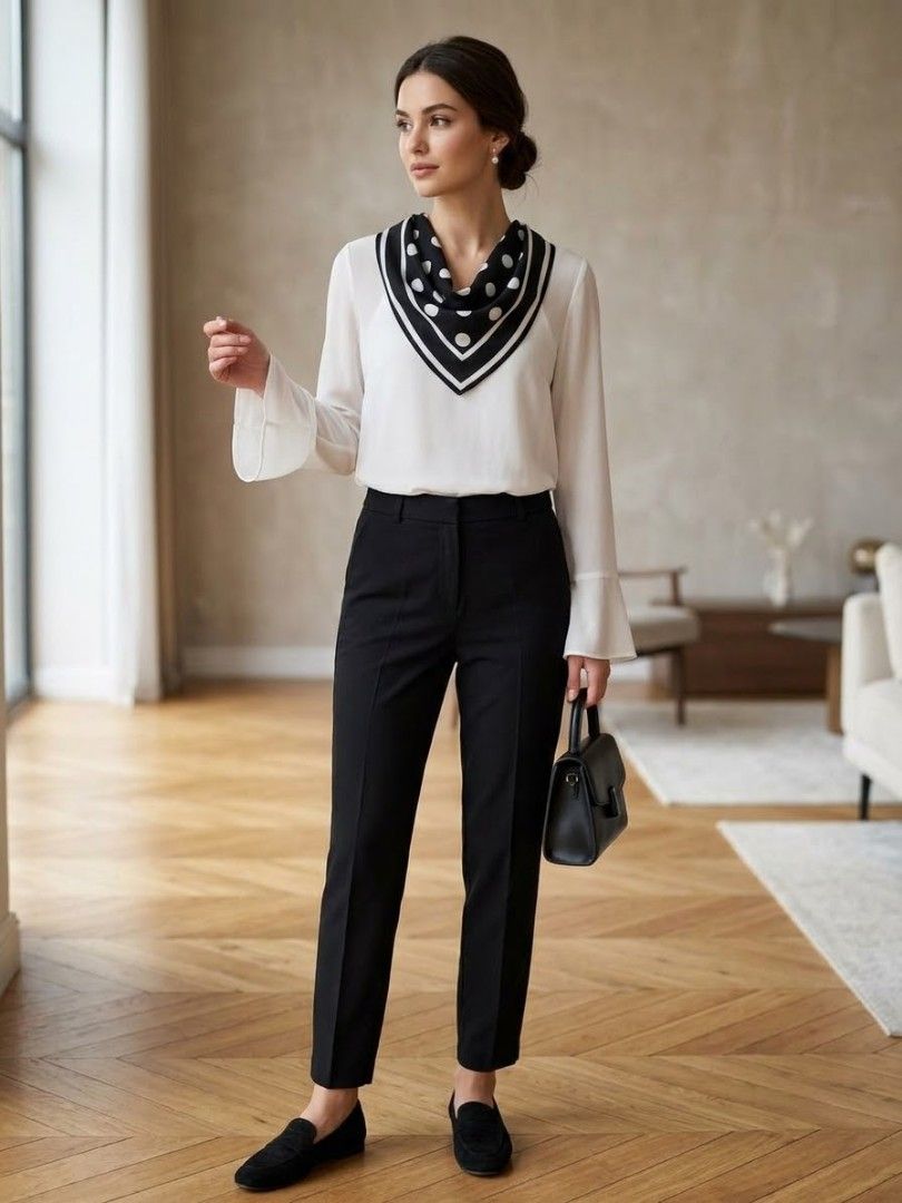 Zara Chifon Black and White Blouse (Category: Blouses) located in Santa Cruz. Submitted by deenem (Listing ID 1467616295, Image 1). Description: Like New😍👌 No flaws👌 XS on Tag Can fit S-M Asian (Measurements laid flat in inches) Bust:18 Armhole:8.5 Lenght: 23.5.