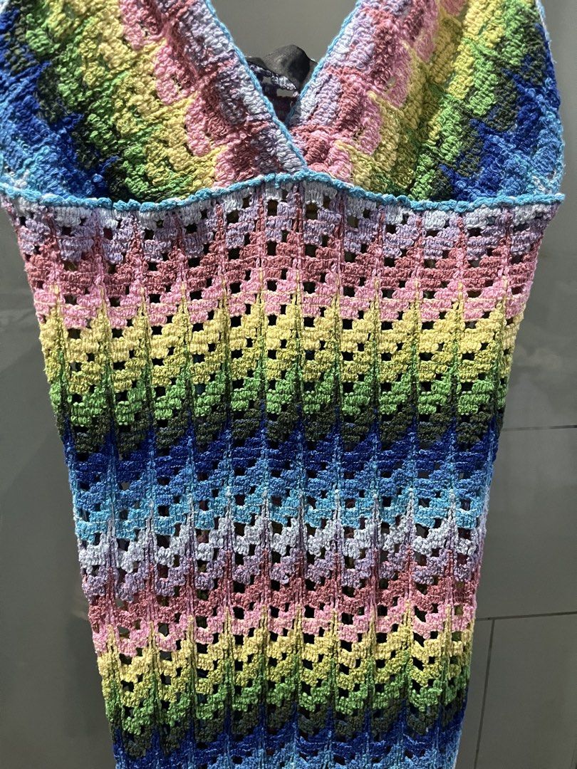 Zara Multi-colored Crochet Maxi Dress Size S (Category: Dresses) located in Makati City. Submitted by grizzlybear95 (Listing ID 1467729300, Image 3). Description: Zara crochet dress in vibrant multi-color stripes. Spaghetti straps and V-neckline. Lightweight knit material with an open-weave pattern throughout. Size S from EUR/USA market. Great piece for beach trips or warm weather outings..