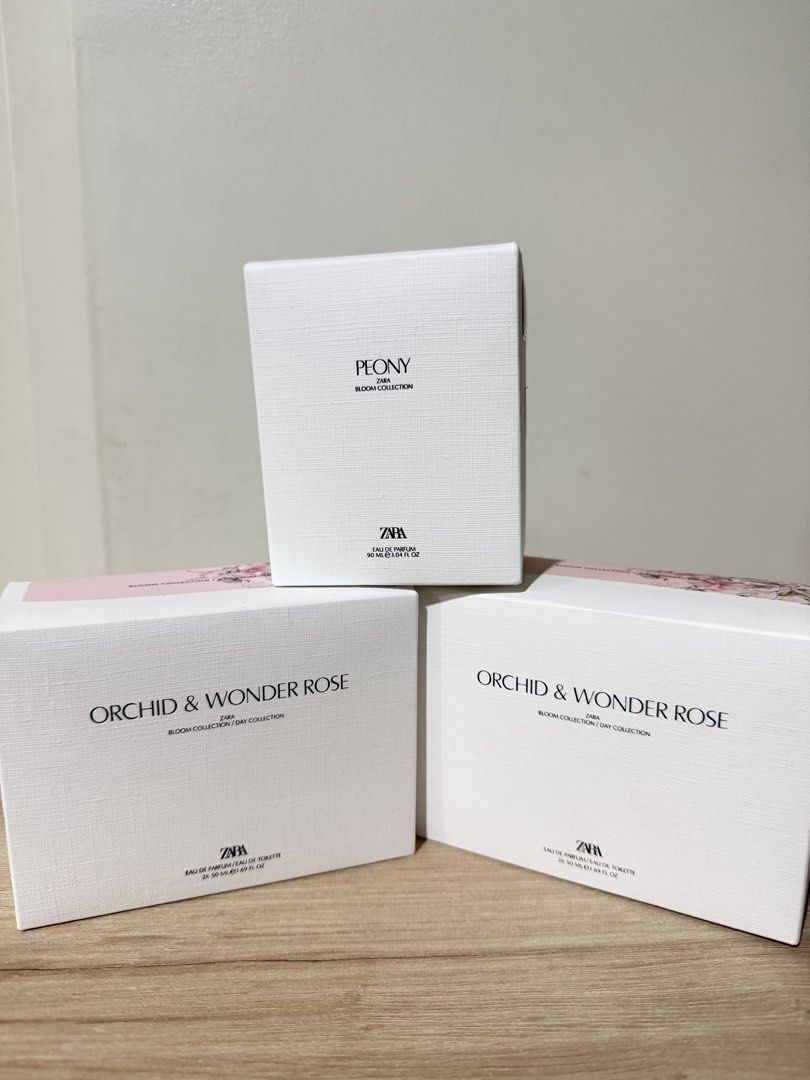 Zara perfumes bloom collection (Category: Fragrance & Deodorants) located in Manila. Submitted by ktyyycloset (Listing ID 1467742310, Image 1). Description: - Authentic Zara Bloom Collection fragrance sets, 100% brand new and unopened - Still sealed with original retail price tags (1,145 PHP each from International Specialty Concepts) - Available items: - 1x Zara Peony Eau de Parfum (90ml) - 2x Zara Orchid & Wonder Rose Eau de Toilette (2 x 50ml 
