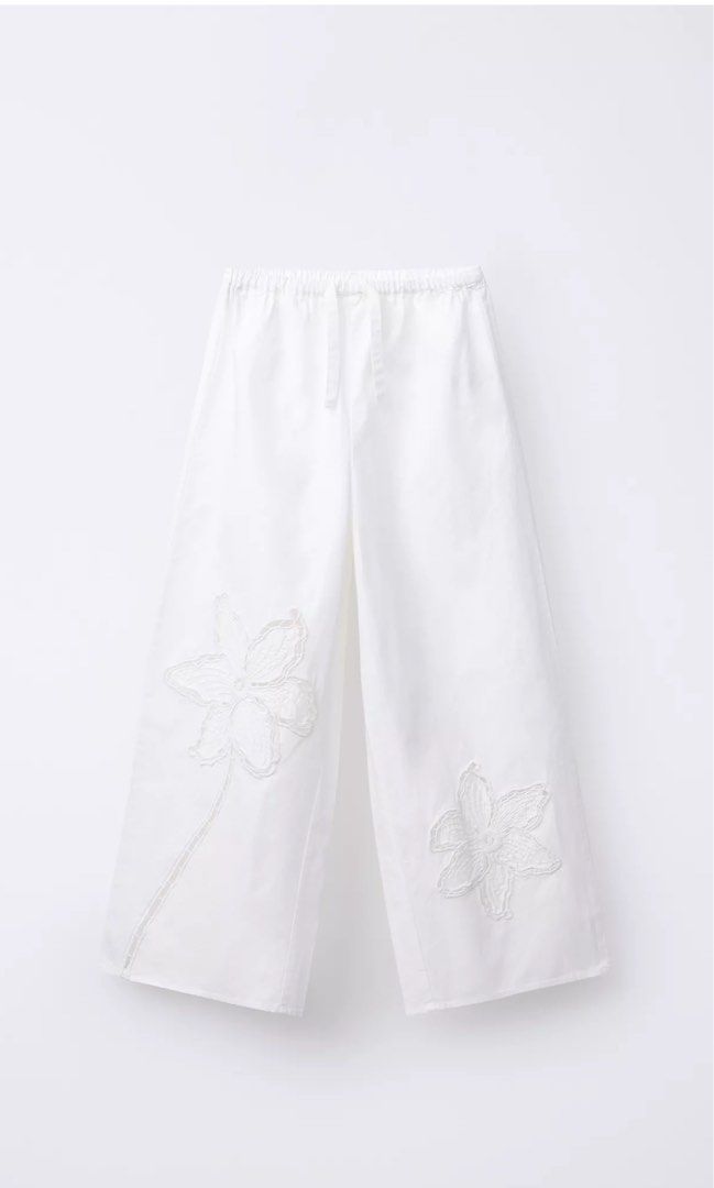 Zara straight leg embroidered trouser (Category: Other Bottoms) located in Manila. Submitted by ourburstingwardrobe_ (Listing ID 1467688770, Image 1). Description: Kids size 12-13 fits xs-small ladies Bnwt.