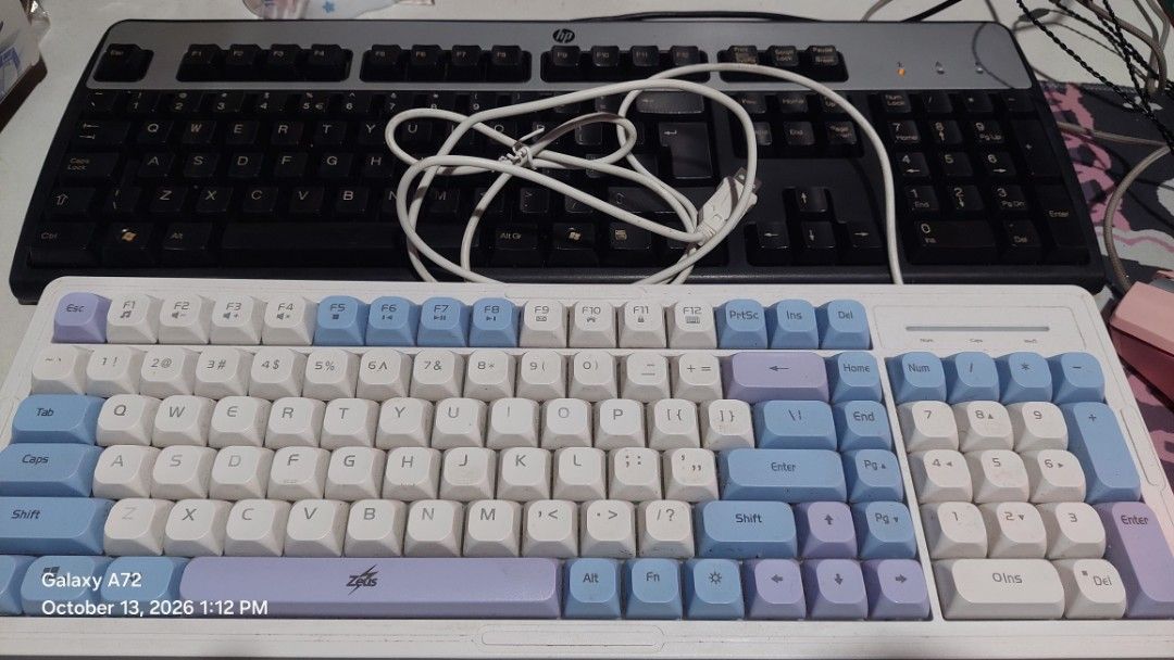Zeus Wired Keyboard (Category: Computer Keyboard) located in Quezon City. Submitted by nicheseeker (Listing ID 1467659961, Image 2). Description: Declutter since number keys on top row won't work. Box & foam cover included. MOP: GCash or Maribank SF: Lalamove or Grab by buyer.