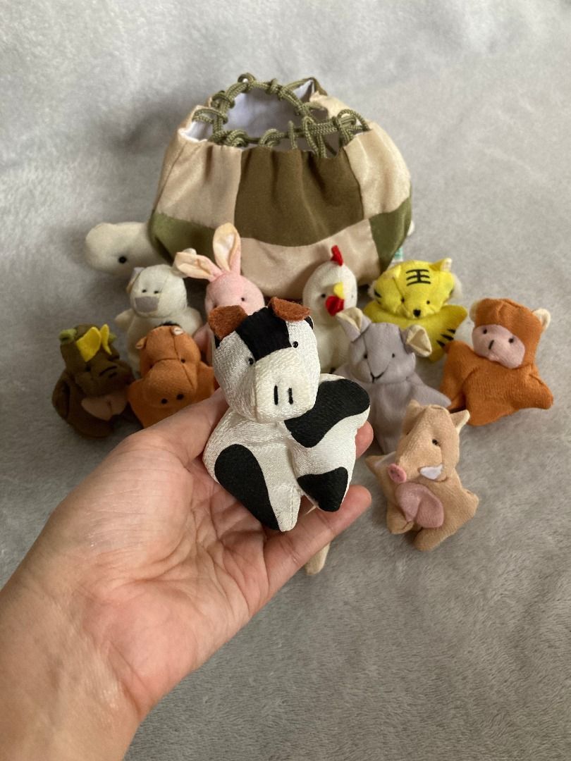 Zodiac animal puppets set with pouch (Category: Designer & Blind Box Toys) located in Rizal. Submitted by sheeraay (Listing ID 1467705616, Image 3). Description: - Complete set of Chinese zodiac animal finger puppets (includes cow, rabbit, tiger, chicken, pig, and more) - Made of soft, high-quality fabric - Comes with a matching patchwork drawstring pouch for easy storage - Ideal for storytelling, kids' parties, or educational play.