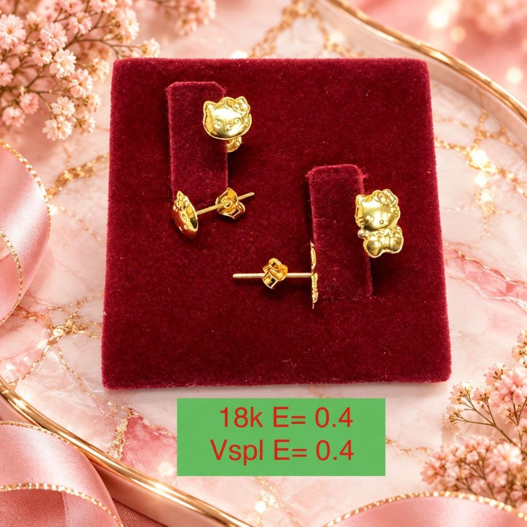 18k Gold Hello Kitty Character Earrings (Category: Earrings) located in Marikina City. Submitted by emmstaule (Listing ID 1467951253, Image 1). Description: - Material: 18k Solid Gold - Design: Cute Kitty / Sanrio character - Size: Compact 0.4 each - Backs: Secure post backs for all-day comfort - Condition: Clean polish, ready to wear - Ideal for: Daily wear or gifting to Sanrio fans.