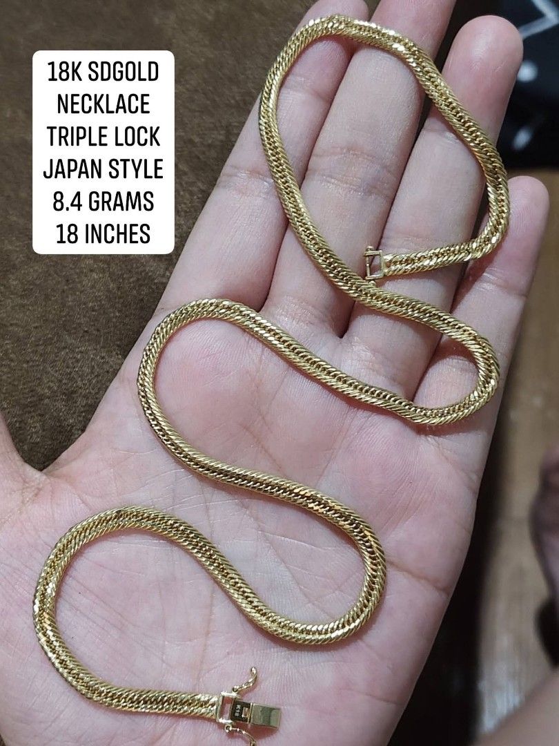 18k saudi gold necklace (Category: Necklaces) located in Manila. Submitted by danicacruz1024 (Listing ID 1467932035, Image 1). Description: 8.4 grams 18 inches 7300/g.