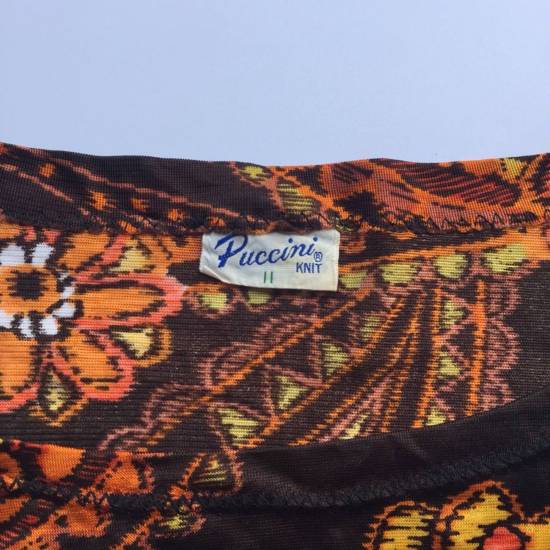 1970s Floral Dress Puccini (Category: Dresses) located in Pagsanjan. Submitted by ovothrift (Listing ID 1467934607, Image 3). Description: length - 35.5 width - 18 very good condition issue - loose stitching at hem Feel free to message me if you have questions or want more photos random freebies each order.