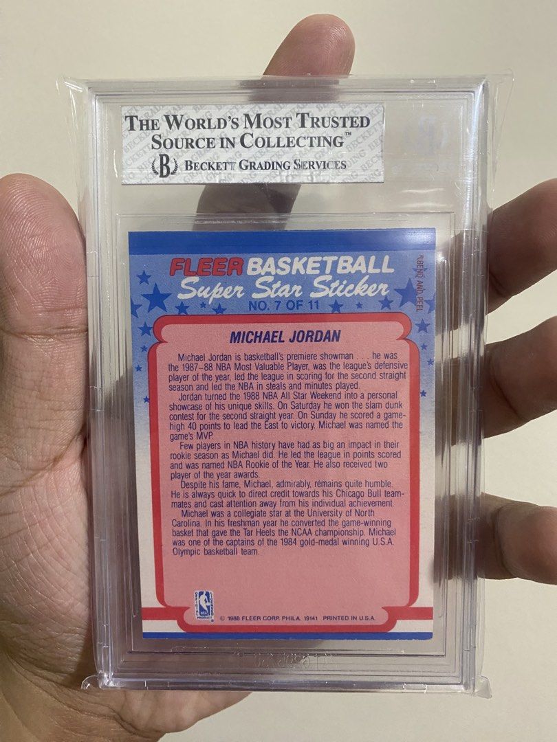 1988 Fleer Stickers Michael Jordan Bgs 5.5 (Category: Graded Singles) located in Imus. Submitted by ShopCVT (Listing ID 1468045092, Image 2). Description: 1988 Fleer Stickers Michael Jordan Bgs 5.5 Price: 7,000 Mode of Payment: Gcash Courier: LBC.