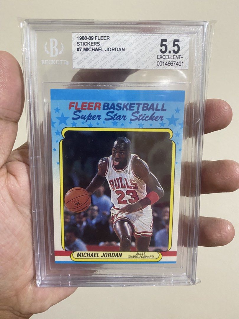 1988 Fleer Stickers Michael Jordan Bgs 5.5 (Category: Graded Singles) located in Imus. Submitted by ShopCVT (Listing ID 1468045092, Image 1). Description: 1988 Fleer Stickers Michael Jordan Bgs 5.5 Price: 7,000 Mode of Payment: Gcash Courier: LBC.