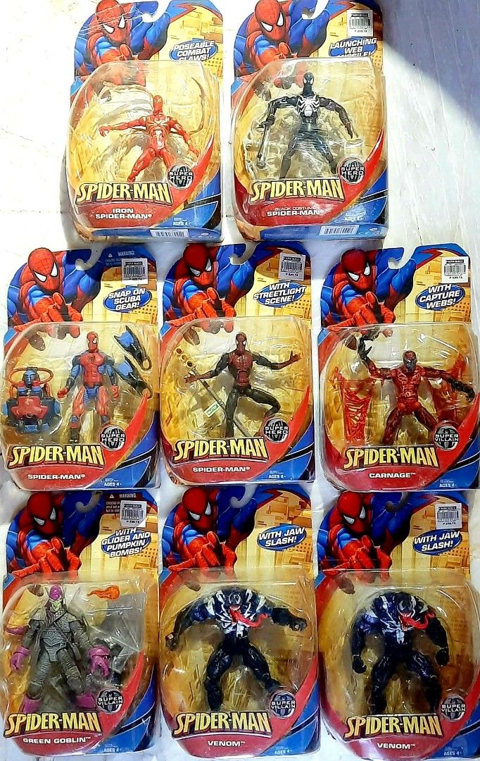 2008 Hasbro Marvel Spider-Man Action Figures (Category: Action & Battle Toys) located in Liloan. Submitted by angelyneroberts_171329 (Listing ID 1467951088, Image 1). Description: FOR SALE 2008 Hasbro Marvel Spider-Man Action Figures DESCRIPTION : - Released by Hasbro in 2008 - 1:12 scale (6 in.) CONDITION : - 10/10, Mint On Card - what you see is what you get - LEGIT PRICE : p16,000 set of 8 pcs. (NEGOTIABLE) PLUS SHIPPING FEE LAY AWAY PLAN AVAI