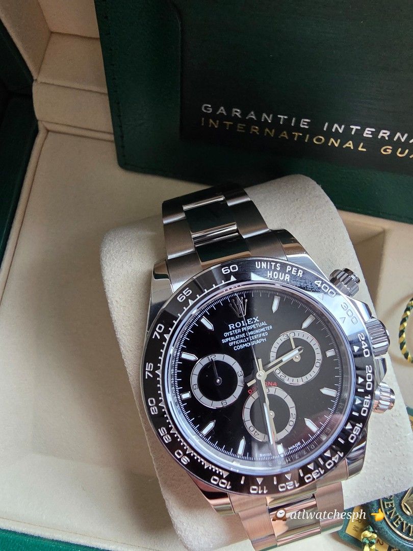 2026 DAYTONA "CONGO" (Category: Luxury Watches) located in Taguig. Submitted by atlwatchesph (Listing ID 1467911714, Image 2). Description: 🏎 2026 DAYTONA "CONGO" 🏎 MODEL 126500LN BLACK DIAL 🏎 YEAR 2026 BRAND NEW/COMPLETE SET 🏷 PHP 1,927,000 New wooden card new hangtag ⌚️Watch posted is available & in stock 🤝📲 Posted price Slightly negotiable. For serious inquiries- please message me directly for best deal possible 💯All timepieces posted &