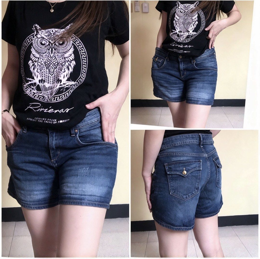 32-34 denim (Category: Shorts) located in Noveleta. Submitted by prelovedmylabs (Listing ID 1468056203, Image 1). Description: in good condition.