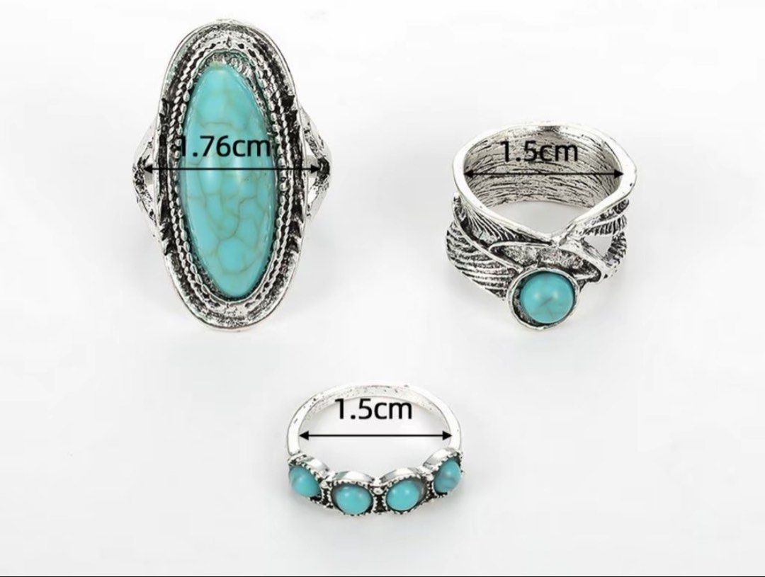3 pcs turquioise rings bundle (Category: Rings) located in Manila. Submitted by vintageaccessories (Listing ID 1467971452, Image 2). Description: .