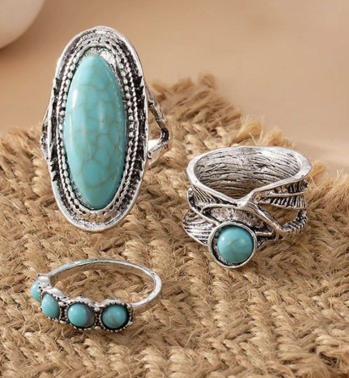 3 pcs turquioise rings bundle (Category: Rings) located in Manila. Submitted by vintageaccessories (Listing ID 1467971452, Image 1). Description: .