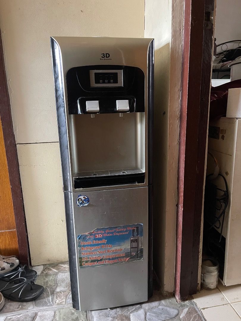 3D Hot & Cold Water Dispenser – Fully Functional (Category: Water Purifiers & Dispensers) located in Caloocan City. Submitted by jowdi_v (Listing ID 1467904868, Image 1). Description: Features: * Hot and cold water functions * With bottom storage compartment * Easy-to-use dispensing buttons * Stainless steel design Condition: Fully functional and working properly. It has visible scratches and signs of use due to normal usage, but all functions ar