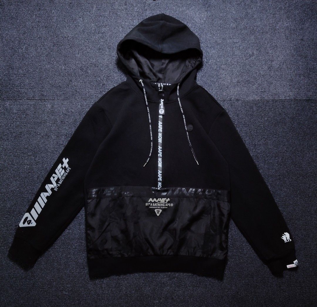 Aapeplus half zip black hoodie (Category: Coats, Jackets and Outerwear) located in Quezon City. Submitted by wgapparel (Listing ID 1468019920, Image 3). Description: 📌 available 21 x 27 W/L ( XL on tag ) Brand new condition Complete tags Orig 💯 Color rate 10/10 Need wash lang po check last pic. Bago bago papo ito. 🫡 💰 Mine 1400.