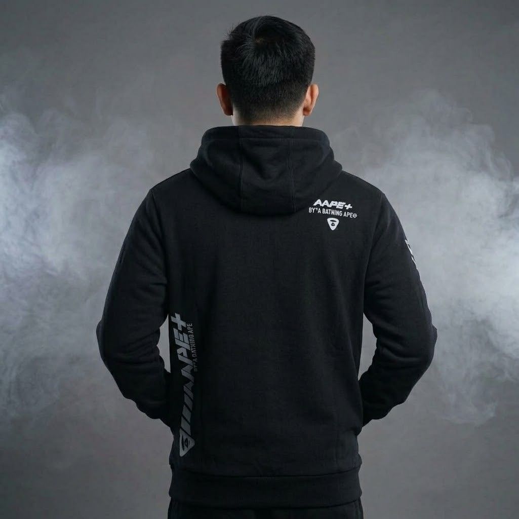Aapeplus half zip black hoodie (Category: Coats, Jackets and Outerwear) located in Quezon City. Submitted by wgapparel (Listing ID 1468019920, Image 2). Description: 📌 available 21 x 27 W/L ( XL on tag ) Brand new condition Complete tags Orig 💯 Color rate 10/10 Need wash lang po check last pic. Bago bago papo ito. 🫡 💰 Mine 1400.