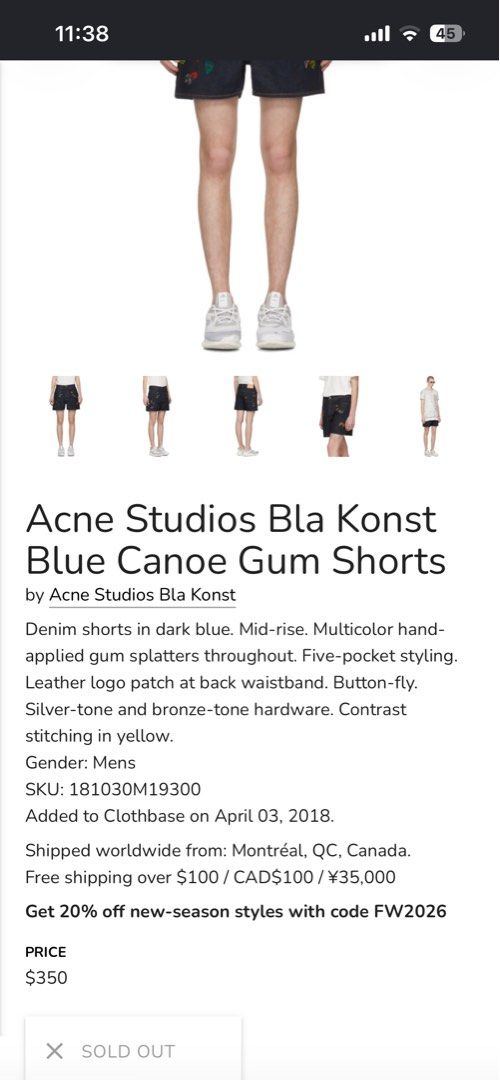 Acne Studios Denim Short (Category: Shorts) located in Mabalacat. Submitted by brkebys00 (Listing ID 1468012147, Image 1). Description: Waistline: 27 - 28 Length: 14 Excellent condition No issue.