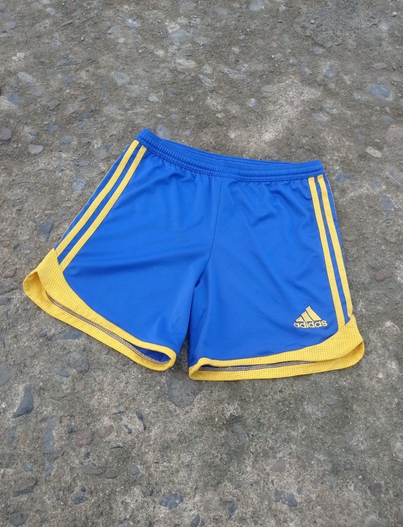 Adidas athletic shorts yellow three-stripe side (Category: Activewear) located in Guiguinto. Submitted by selected_3rp (Listing ID 1468025499, Image 2). Description: Adidas athletic shorts yellow three-stripe side accents, yellow hem piping, and an embroidered Adidas logo. size large no issue pm.