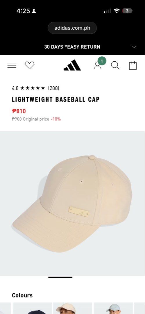 Adidas Lightweight Baseball Cap Beige OSFM (Category: Caps & Hats) located in Makati City. Submitted by shelfdestash (Listing ID 1467917021, Image 3). Description: - Brand: Adidas - Color: Classic Beige - Condition: Brand new with original store tags attached, unworn - Material: Lightweight and comfortable - Features: Stylish metal brand logo plate on the side - Closure: Adjustable strapback for a custom fit - Sizing: One size fits most.