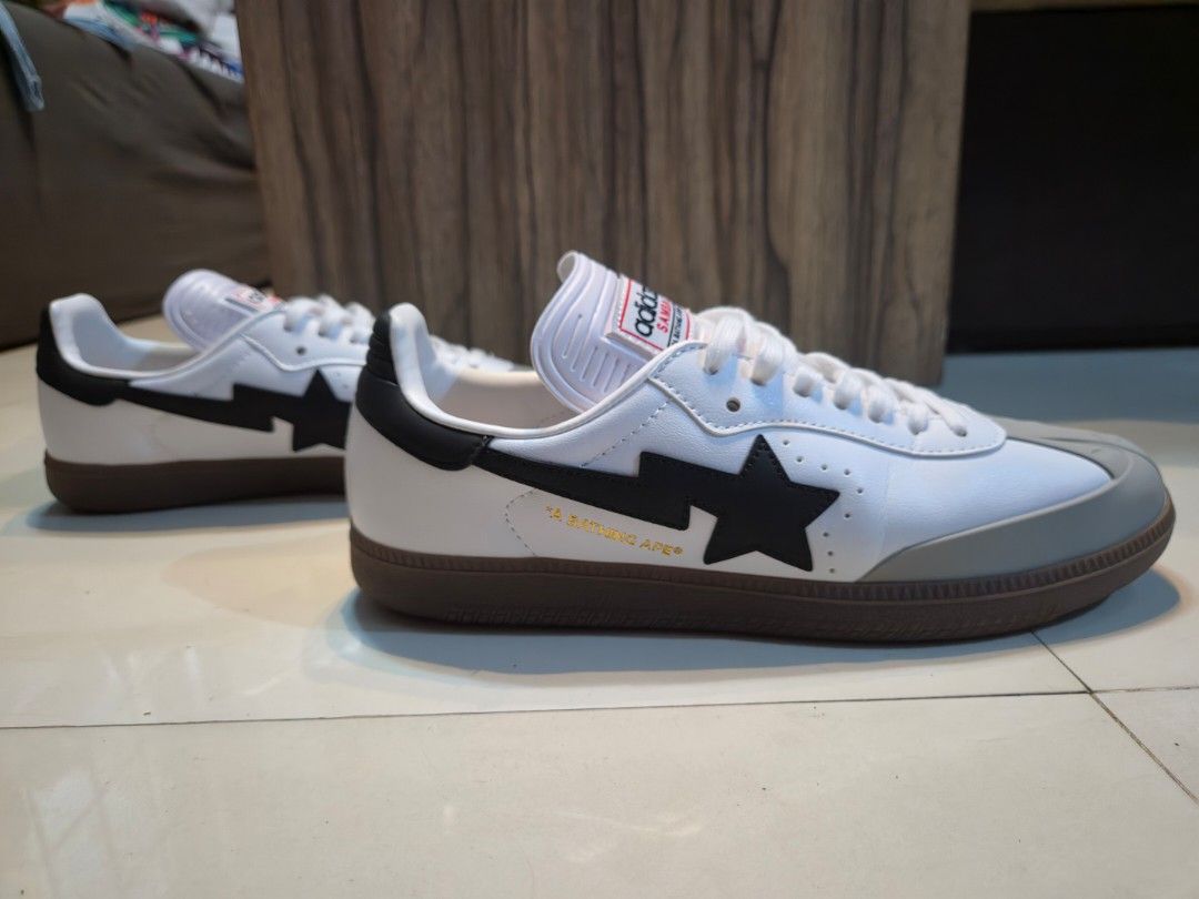 Adidas Samba x A Bathing Ape (Category: Sneakers) located in Caloocan City. Submitted by blackgold323 (Listing ID 1467991927, Image 3). Description: - Adidas & A Bathing Ape Collab - Good as new since I used only once (refer to photos) - Size: US 9 1/2; UK 9; EU 43 1/3; JP 275; CHN 265 - Reason for selling: bigger than my usual size.