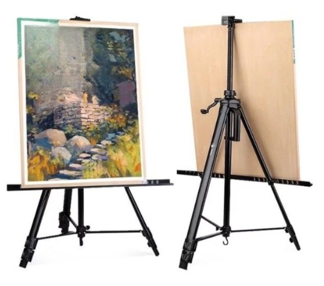 Adjustable Portable Metal Artist Easel Stand (Category: Art & Prints) located in Manila. Submitted by epicocean_bc6ede (Listing ID 1467862466, Image 1). Description: - Versatile black metal easel for painting and sketching - Adjustable telescoping legs from 50cm to 160cm total height - Secure tray holds canvases firmly in place - Lightweight and compact design folds down easily - Includes a black carrying bag with a shoulder strap for effortless 
