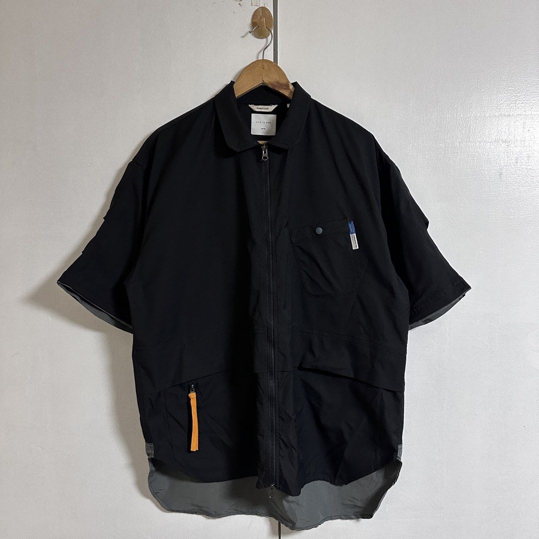 AD-LIB x SOLOTEX Series Zip-up Shirt (Category: Tshirts & Polo Shirts ) located in General Trias. Submitted by seconddegreeco (Listing ID 1467975757, Image 1). Description: AD-LIB x SOLOTEX Series Zip-up Shirt Dual-zip Large best fit XL-2XL 30 length 26 width Like new ✨ No issue.
