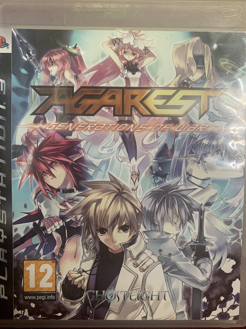 Agarest Generations of War PS3 Ghostlight (Category: PlayStation) located in Makati City. Submitted by emenem.m (Listing ID 1467869061, Image 1). Description: - Game: Agarest Generations of War for PlayStation 3 (PS3) - Publisher: Ghostlight - Rating: PEGI 12 - Genre: Anime-style role-playing game (RPG) - Condition: Clean blue case with readable cover insert - Features multiple main characters on the front cover artwork.