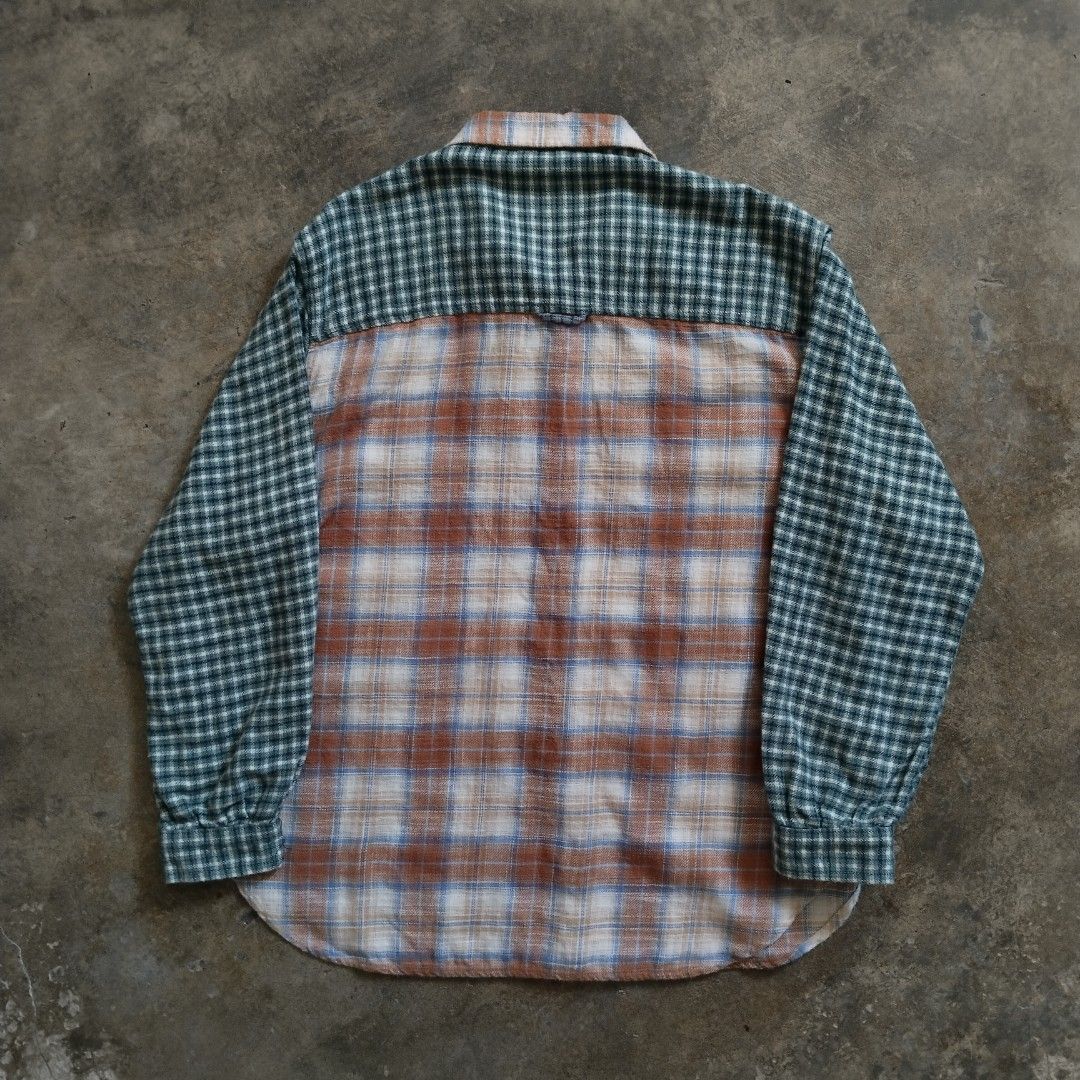 american eagle patchwork plaid pattern flannel (Category: Formal Shirts) located in Bulacan. Submitted by hustleoverluckphv2 (Listing ID 1468003513, Image 2). Description: american eagle patchwork plaid pattern flannel Large on tag Measurements Width - 26" Length - 30" Claim - 799.