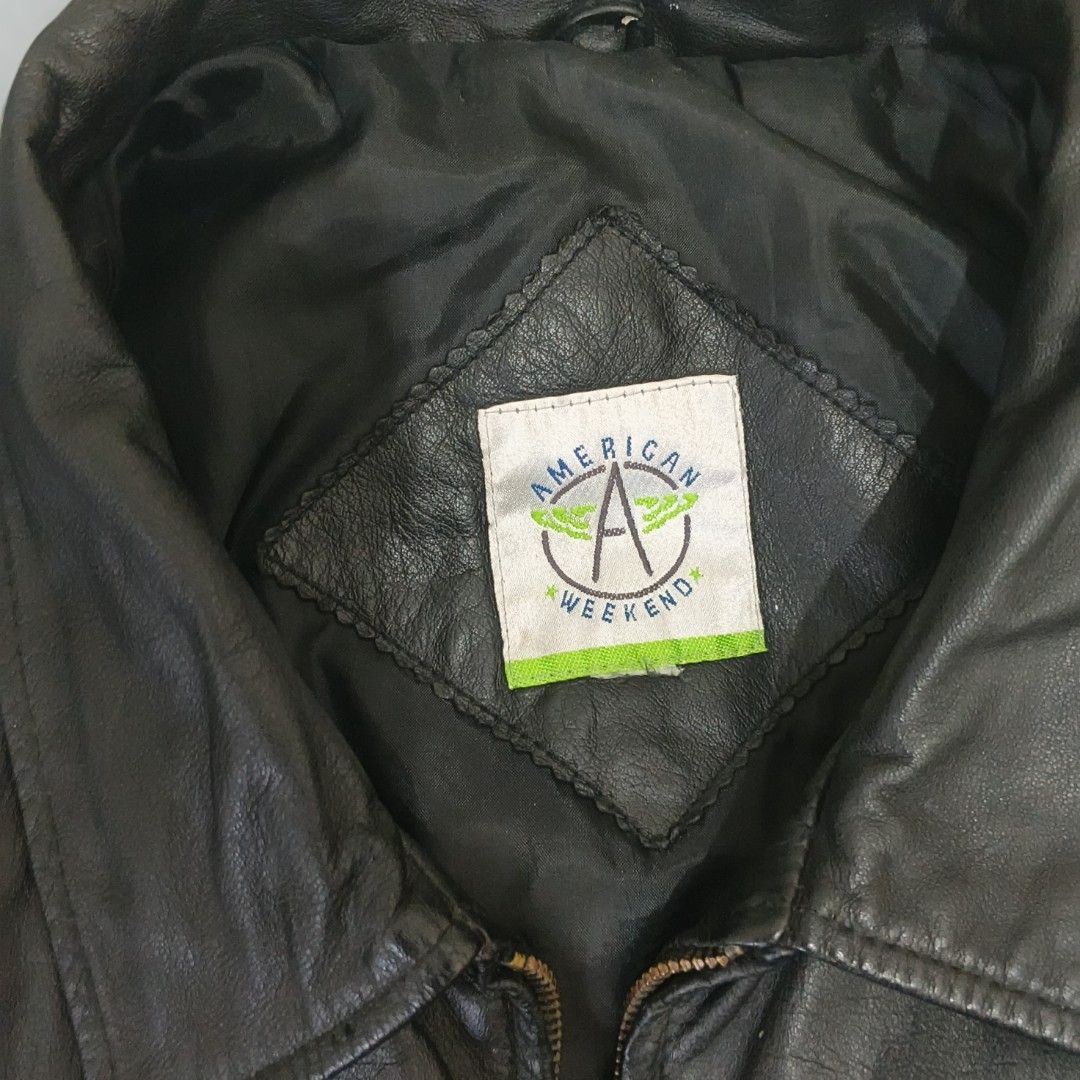 American Weekend Leather Jacket (Category: Coats, Jackets and Outerwear) located in Manila. Submitted by benben0115 (Listing ID 1467910329, Image 3). Description: Size: large ‎Length: 29" ‎Chest: 42" ‎Arm length: 29".