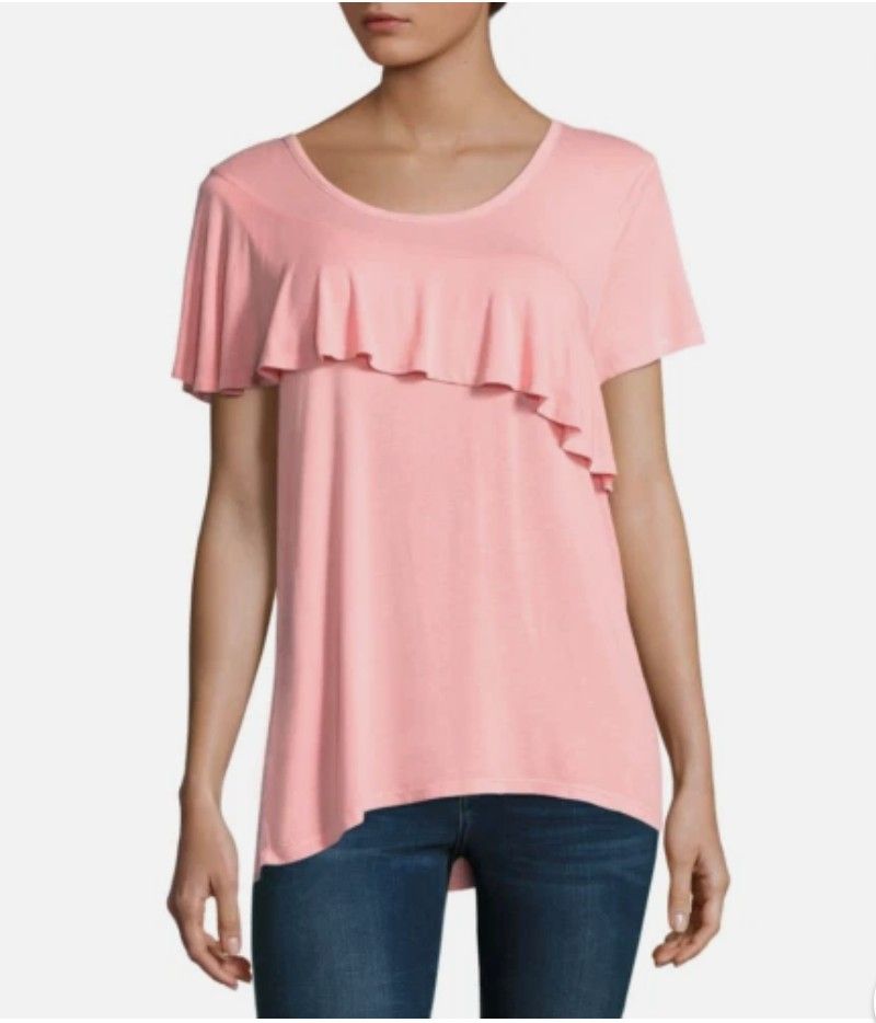 A.n.a Pink Ruffle Tee (Category: Blouses) located in Quezon City. Submitted by chph2nd (Listing ID 1467865778, Image 1). Description: .