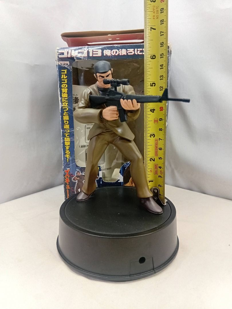 Anime Golgo 13 Motion Sensor 2000 Banpresto Action Figure (Category: Action & Battle Toys) located in Quezon City. Submitted by ToyzzKoleksyon (Listing ID 1467910853, Image 1). Description: Authentic/Branded. -Price: 350 -Condition: AS IS. Good. Working Electronic Gimik. OLD STOCK. -Issue: NONE -What you see is what you get. -Please check photos for issues. -Location: Quezon City b151k.