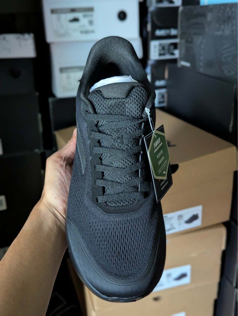 Anta PG7 Black Running Shoes (Category: Sneakers) located in Manila. Submitted by lizy_dms (Listing ID 1467930504, Image 3). Description: - Brand: Anta PG7 Running Shoes - Colorway: All-Black - Condition: Brand new, never worn, clean overall - Upper: Breathable mesh with synthetic overlays - Sole: Cushioned midsole and durable outsole grip - Special Feature: Antibacterial insole tag still attached.