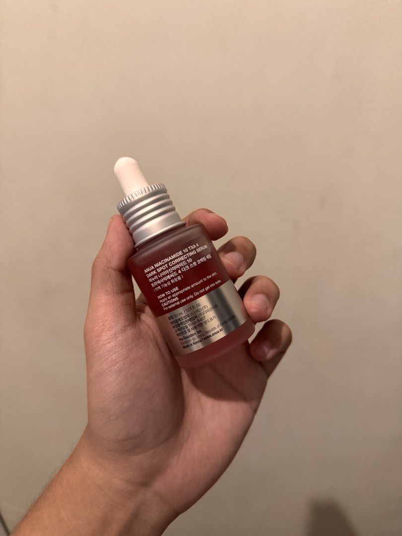 Anua niacinamide 10+TXA 4 (Category: Face Care) located in Manila. Submitted by leey0ww (Listing ID 1467966370, Image 2). Description: Authentic serum NO BOX 30ml still full RFS: decluttering .