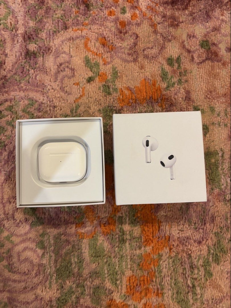 Apple AirPods 3rd Generation (Category: Headphones & Headsets) located in Manila. Submitted by shopmik4scloset (Listing ID 1467985392, Image 1). Description: Hi 👋🏽 Yes, it’s available :) Authentic & No issues NEGO 📍: Sampaloc Manila 🚚: Lalamove or J&T 💵: Gcash or Bank Transfer Can do meet ups around or inside UST only.