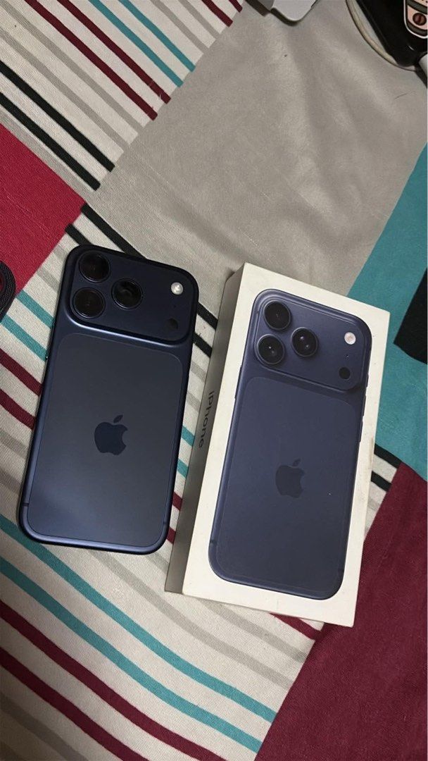 Apple iPhone 17 Pro Deep Blue 256GB (Category: iPhone 17 Series) located in Quezon City. Submitted by iamgrei (Listing ID 1467933529, Image 1). Description: - Model: Apple iPhone 17 Pro - Color: Deep Blue - Storage: 256GB - Battery Health: 100% (Low cycle count) - Condition: Mint, spotless screen and sides - Inclusion: Original box included - Rushed sale, PM to deal!.