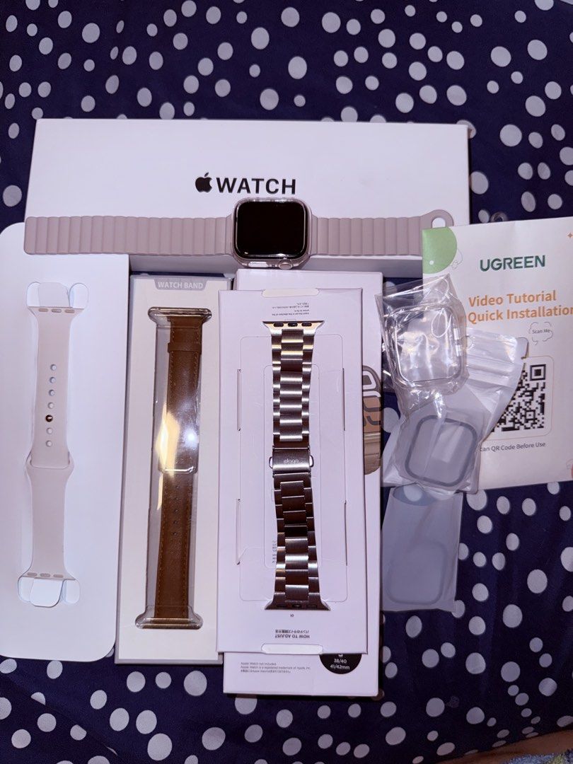Apple Watch SE3 (Category: Wearables & Smart Watches) located in Las Pinas. Submitted by callie1490 (Listing ID 1467851572, Image 1). Description: ✨ FOR SALE / SWAP: Apple Watch SE 3 Starlight 40mm ✨ ⌚ Apple Watch SE 3 – Starlight | 40mm 📅 Date Purchased: September 27, 2026 🎨 Color: Starlight 📏 Size: 40mm 🤍 Band Size: S/M (Small/Medium) 🎁 INCLUSIONS: * Original Elago Metal Band * Santop Silicone Band * Original Watch Central Leather Band * U