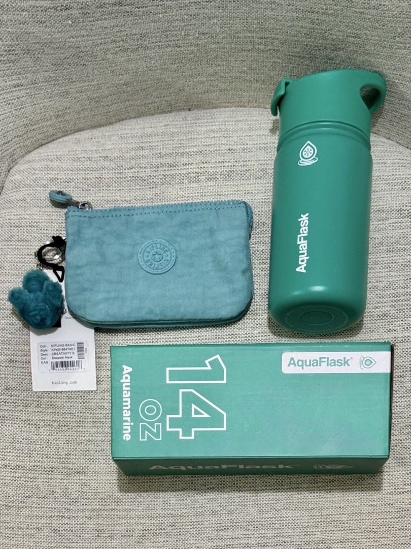 aquaflask water bottle + kipling pouch (Category: Water Bottles & Tumblers) located in Muntinlupa City. Submitted by konmaried (Listing ID 1468020948, Image 1). Description: Brand new Sold as set Location: Muntinlupa MOP: Metrobank/Maribank Courier: GGX/J&T.