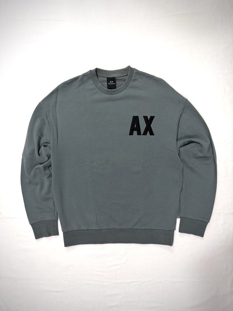 Armani Exchange AX Green Sweatshirt (Category: Coats, Jackets and Outerwear) located in Baguio. Submitted by crispy2600 (Listing ID 1467895604, Image 1). Description: Armani Exchange Sweater Bought brand new but barely worn. In very good condition! I only wore this like 5 times? I realized i’m just not a huge fan of logos lol. It fits great bc of the elastic hem. 100% cotton 👌 Tagged XS, best fits Small to Medium L26, W21.5, S22, SL21.5 LOC BAGU
