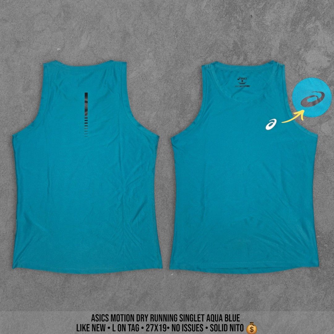 ASICS MOTION DRY RUNNING SINGLET AQUA BLUE (Category: Activewear) located in Tagbilaran City. Submitted by g.itw (Listing ID 1467970388, Image 1). Description: ASICS MOTION DRY RUNNING SINGLET AQUA BLUE LIKE NEW LARGE ON TAG 27x19 NO ISSUES 950+SF.