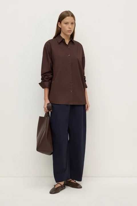 Assembly Label Micha Poplin Shirt (Category: Shirts) located in Pasig City. Submitted by cp_sells (Listing ID 1467922990, Image 1). Description: Size: S (Oversized) Color: Ganache Condition: Like new RFS: Decluttering.