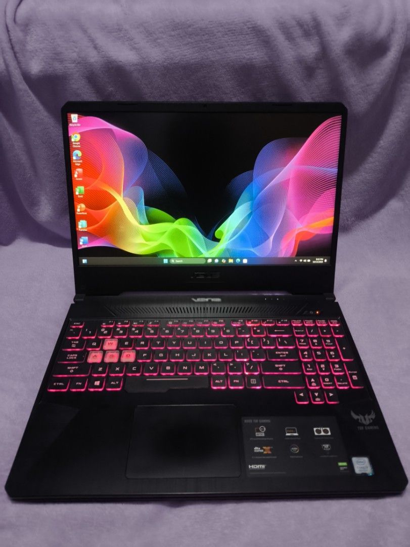 Asus tuf i7 9th gen (Category: Laptops & Notebooks) located in Quezon City. Submitted by lutz15 (Listing ID 1467929525, Image 1). Description: Asus tuf Laptop Processor: i7 9th gen Memory: 12gb ram ddr4 Storage: dual 256gb nvme + 1tb hdd Screen:15.6inch Frameless 144hz Videocard: lntel UHD graphic 630 + nvidia GTX 1650 4gb ddr5 Unit and original charger RGB keyboard Window 11 Ms office installed Good battery Good keyboard Good speaker Built in ca