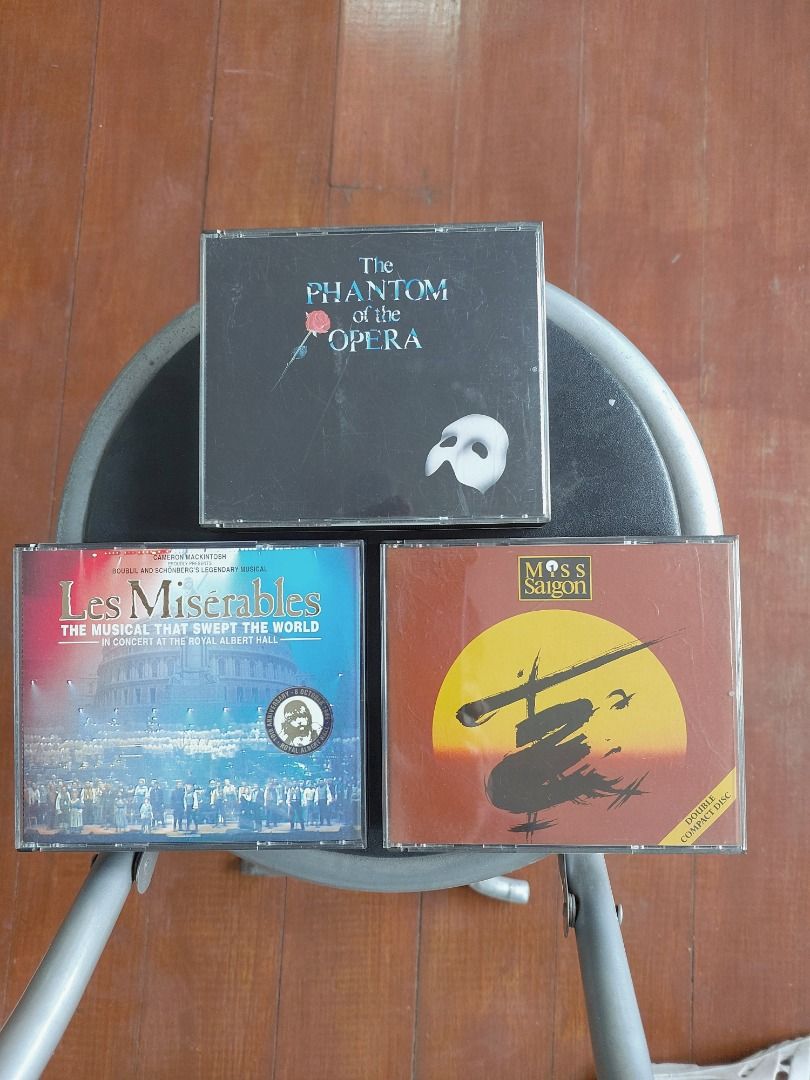 Audio CDs musical theatre (Category: CDs & DVDs) located in Quezon City. Submitted by regermax (Listing ID 1467931060, Image 1). Description: Lot sale of 3 used and assorted musical theatre CD sets, 8 CDs in total for Php 400..