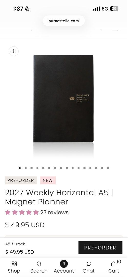 Aura Estelle 2027 Weekly Horizontal Planner (Category: Stationery & School Supplies) located in Pasig City. Submitted by joacatarroja (Listing ID 1467885658, Image 1). Description: RFS: will use Hobonichi weeks Ordered from website during the first pre-order period With free tip in Retails for usd 49.95 Price is lower than retail price at around Php 3,100.