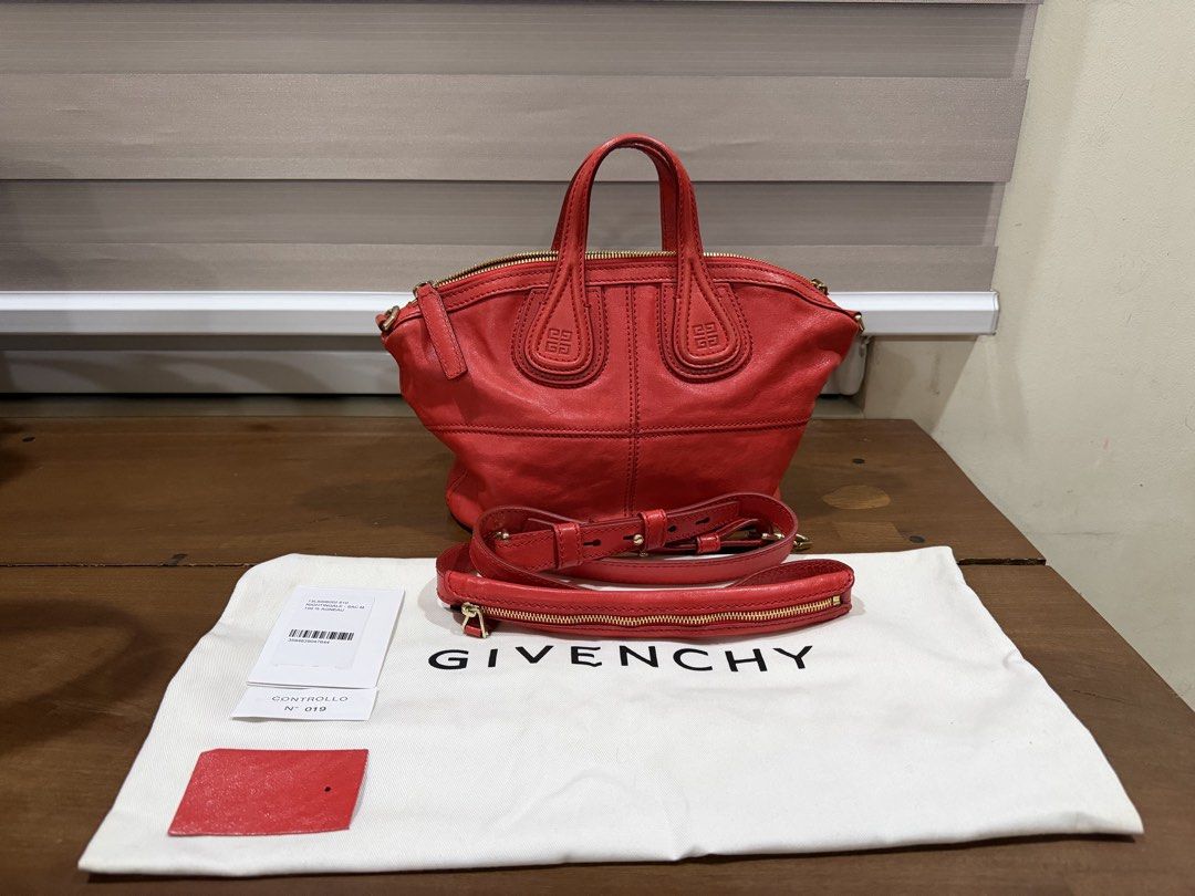 Authentic Givenchy Nightingale Mini (Category: Luxury Bags & Wallets) located in Quezon City. Submitted by PrelovedTreasureees (Listing ID 1467930655, Image 1). Description: - Used a few times, no damage - Comes with the dust bag, long strap, cards - Price negotiable .