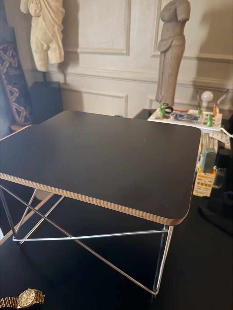 Authentic Herman Miller Eames LTR Low Table Rod Base – Black/Trivalent Chrome (Category: Tables & Sets) located in Mandaluyong City. Submitted by olachicoas (Listing ID 1467847426, Image 1). Description: Up for sale is an authentic Herman Miller Eames LTR (Low Table Rod Base), designed by Charles and Ray Eames. This versatile mid-century design piece features a durable black laminate top with exposed birch plywood edge detail and a welded wire st